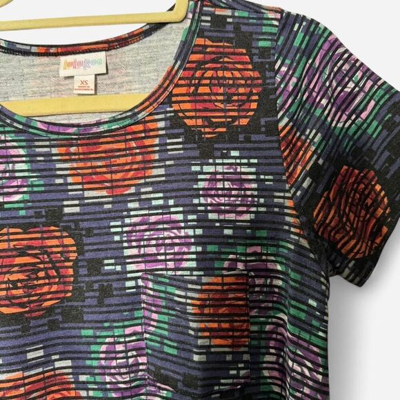 LulaRoe “Carly” Black and Purple Rose High-Low Sundress - Picture 4 of 5